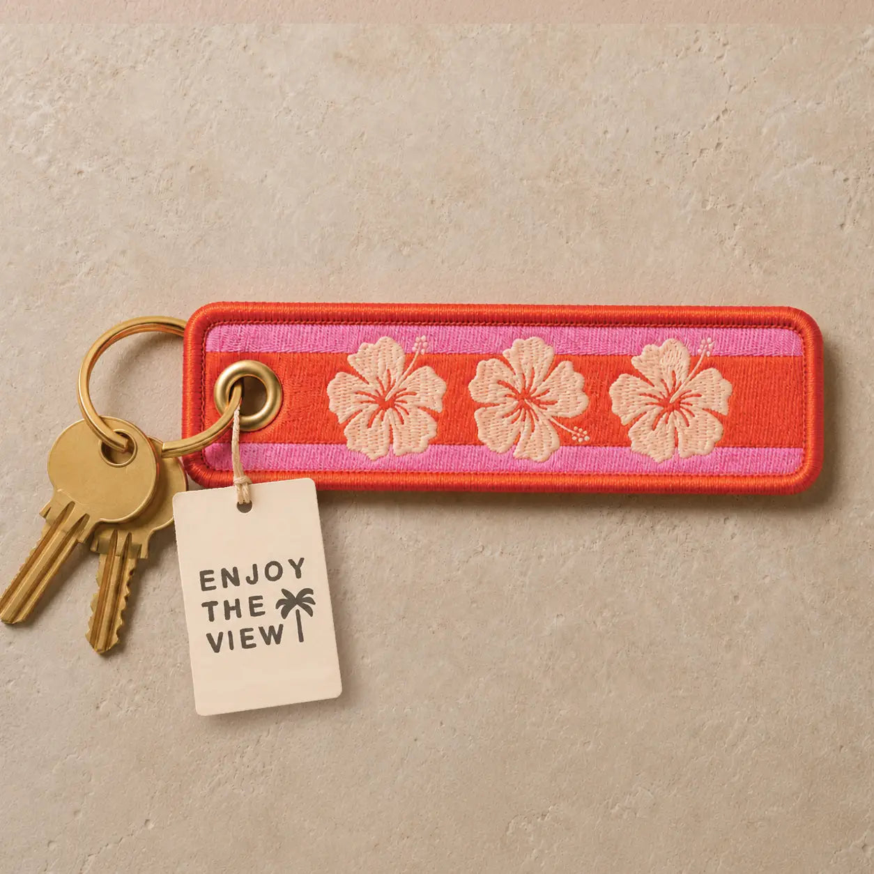 Hibiscus Embroidered Keyring
